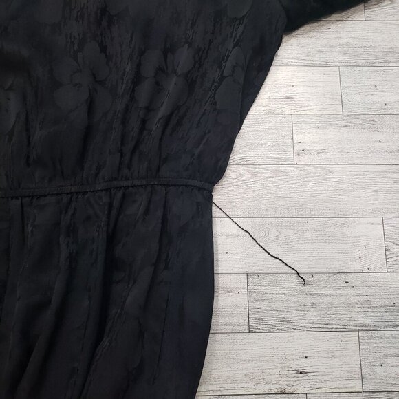VTG 80s Cadaz Silk Dress Black Silk Floral Jacquard Gothic Glam Formal Size 14 - Picture 12 of 12